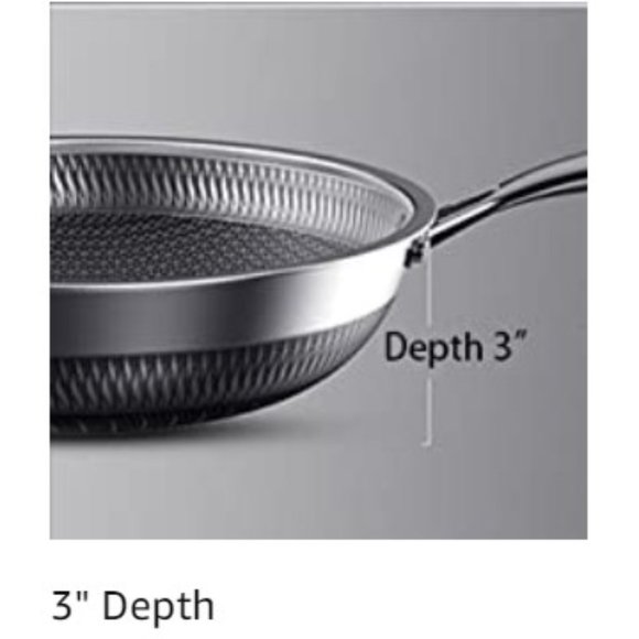 CATHYLIN:  12.5"/ 1 QT -  Nonstick Stainless Steel Wok Pan with Lid - Picture 9 of 13